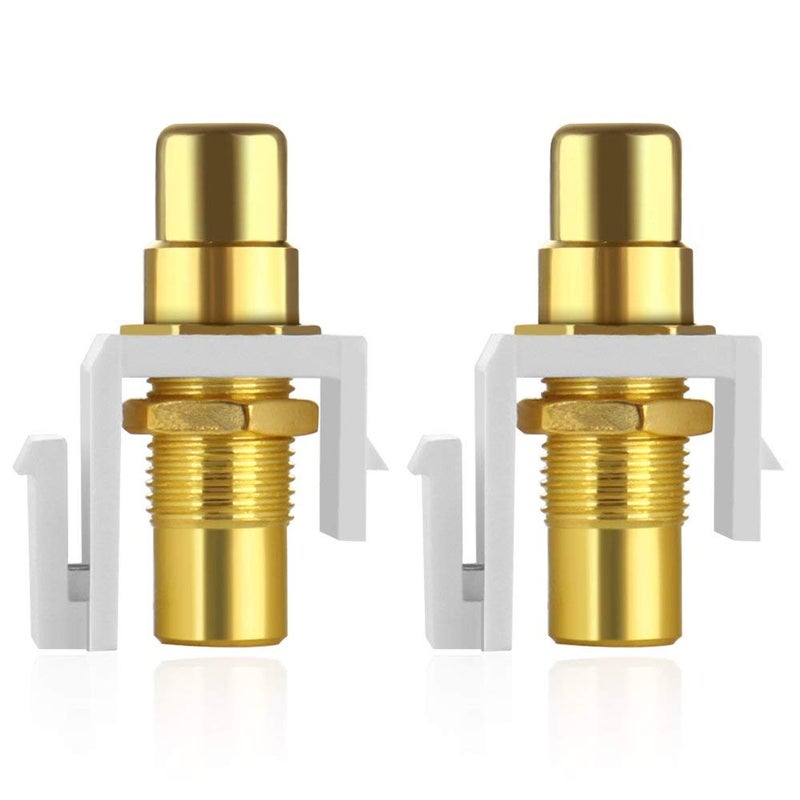 TENINYU 5-Pack RCA Keystone Jack Insert Connector Socket Female Snap in Adapter Port Gold Plated Inline Coupler for Wall Plate Outlet Panel Mount (White) - Image 2